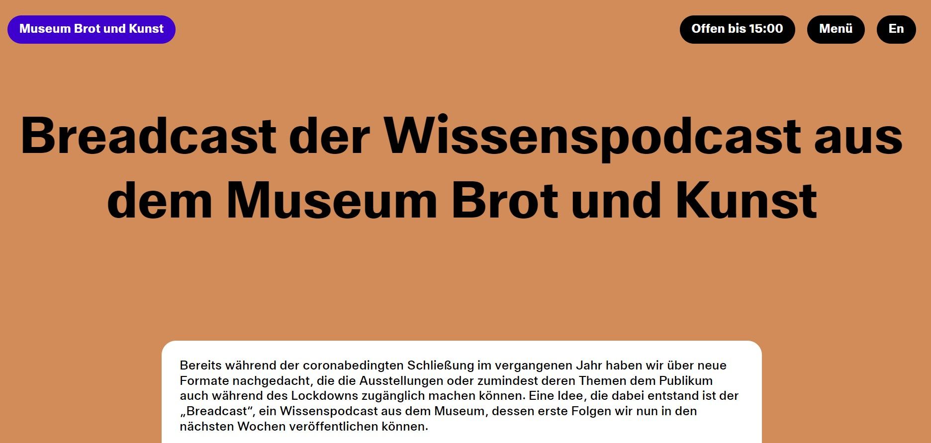 Screenshot Breadcast, © Museum Brot und Kunst