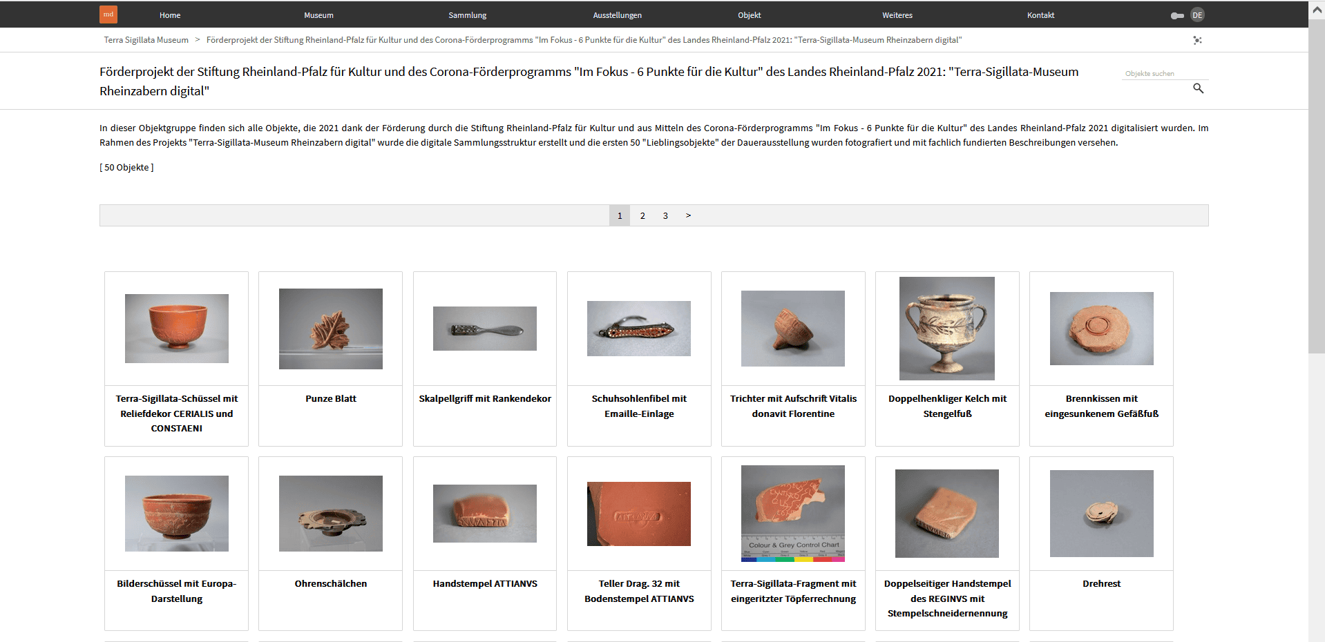 Screenshot digitale Sammlungspräsentation, © TSM Rhz / GDKE Speyer